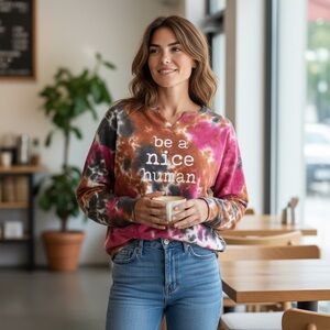 State of Mind Tie Dye Vneck Sweatshirt